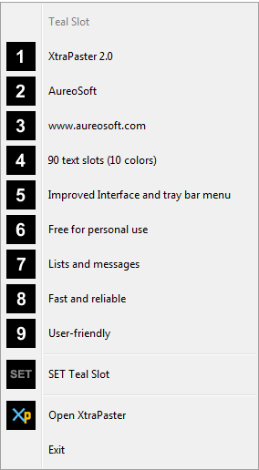 XtraPaster Menu